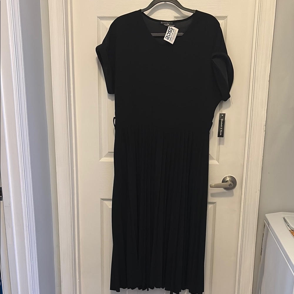 COS Black Sheath Midi Dress Crew Neck Short Sleeve